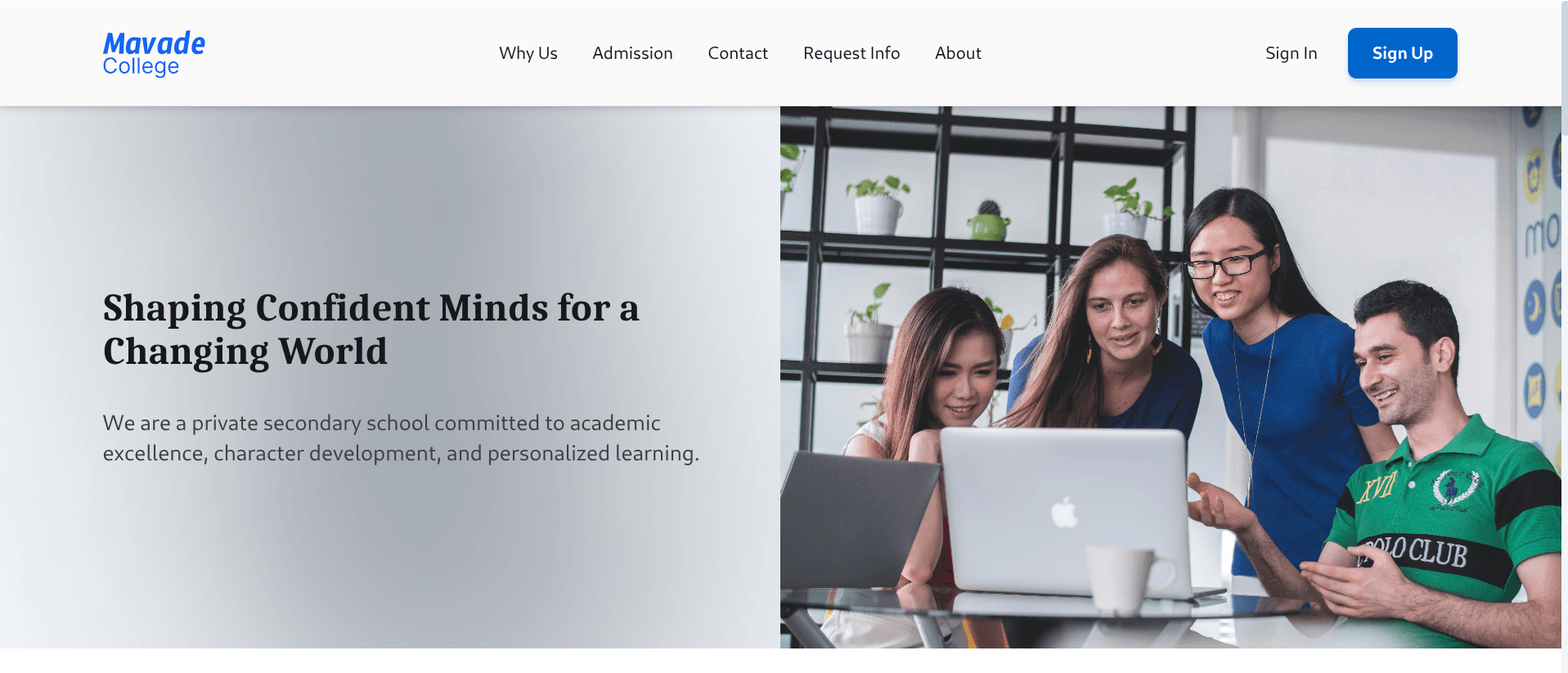 School Portal landing page